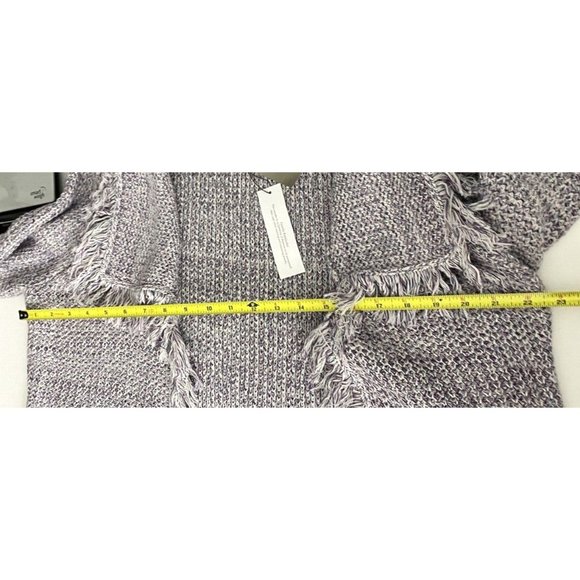 Chico's Freida Fringe Open Knit Cardigan Sweater Lavender Silver Metallic $109 - Picture 8 of 13